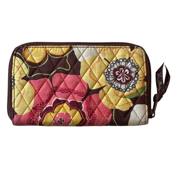 Vera Bradley Zip Around Wallet Buttercup Quilted Cotton Boho Retro Mod Colorful - Picture 2 of 5